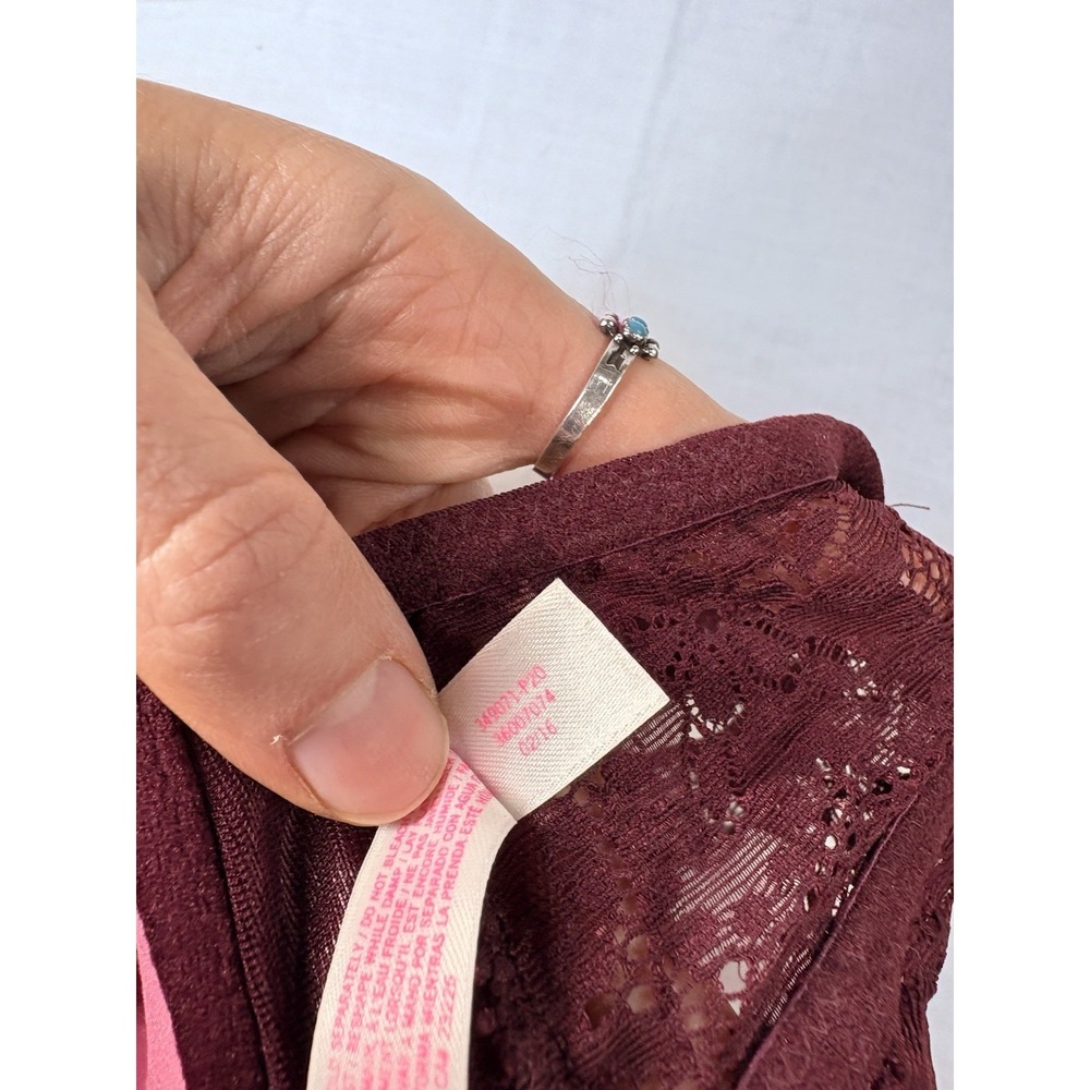 Victoria's Secret PINK Push-Up Lace Bralette Plum Wireless Padded Large A-C Cup‎ - Picture 8 of 8